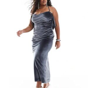 NWT ASOS Design Shimmering Silver Velvet Dress
